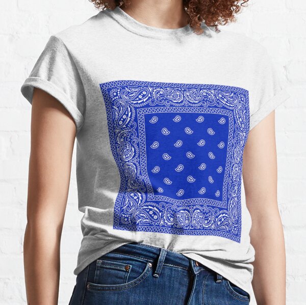  Bandana Print T-shirt Short Sleeve Tee Shirt Blue
