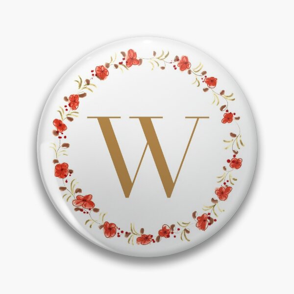 Artikelvorschau, Buchstabe W Monogramm mit rot gefärbten Blüten und Blättern entworfen und verkauft von Createlikeamom.