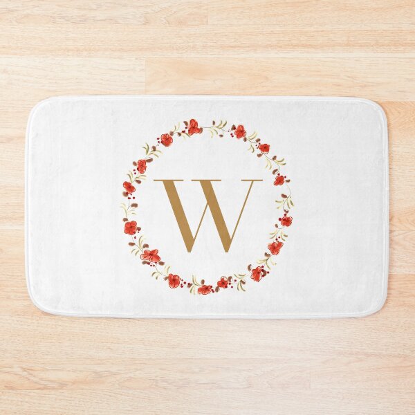 Item preview, Letter W monogram with red colored flowers and leaves designed and sold by Createlikeamom.