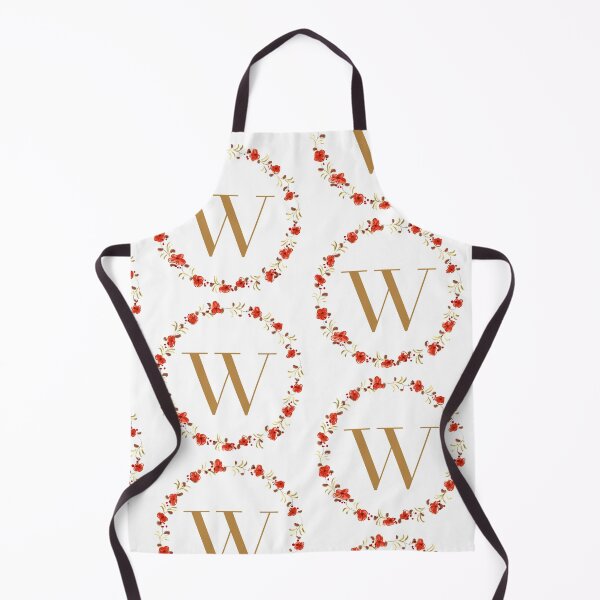 Item preview, Letter W monogram with red colored flowers and leaves designed and sold by Createlikeamom.