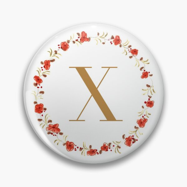 Item preview, Letter X monogram with red colored flowers and leaves designed and sold by Createlikeamom.