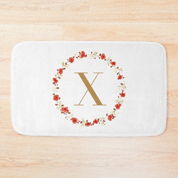 Item preview, Letter X monogram with red colored flowers and leaves designed and sold by Createlikeamom.