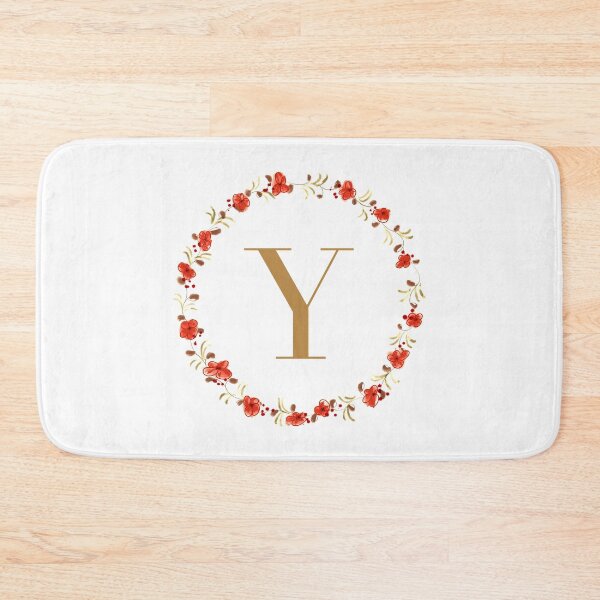 Item preview, Letter Y monogram with red colored flowers and leaves designed and sold by Createlikeamom.