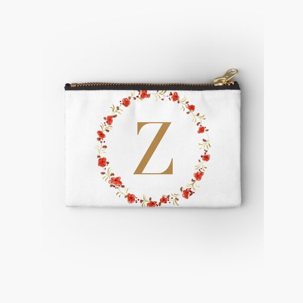 Item preview, Letter Z monogram with red colored flowers and leaves designed and sold by Createlikeamom.