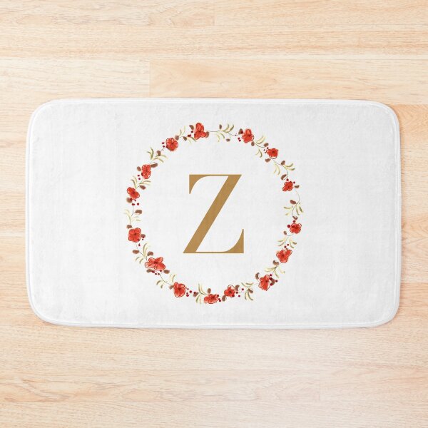 Item preview, Letter Z monogram with red colored flowers and leaves designed and sold by Createlikeamom.