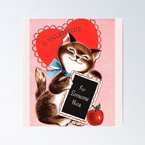 Let's cuddle Shoe and Kitten Vintage Valentine's Day Card Poster