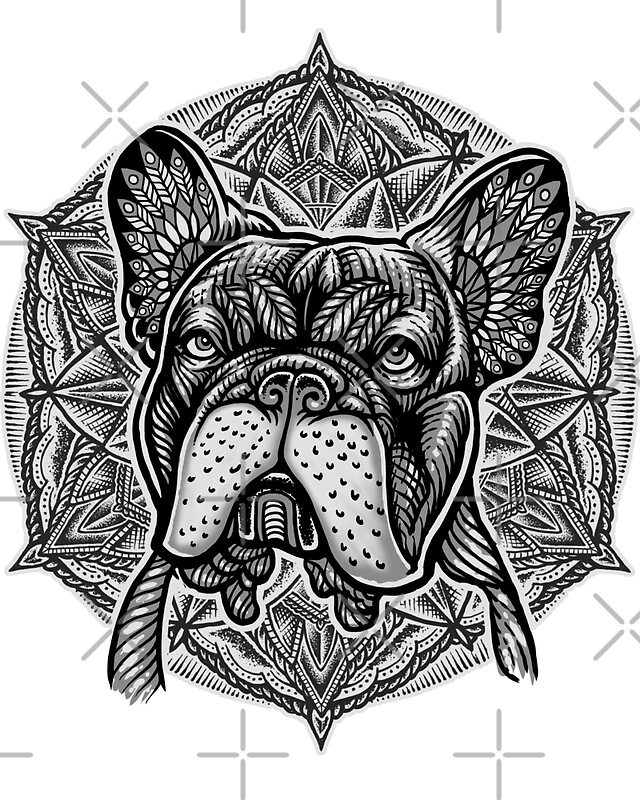 "Frenchie Bulldog Mandala" Stickers by Roberto Jaras Lira Redbubble