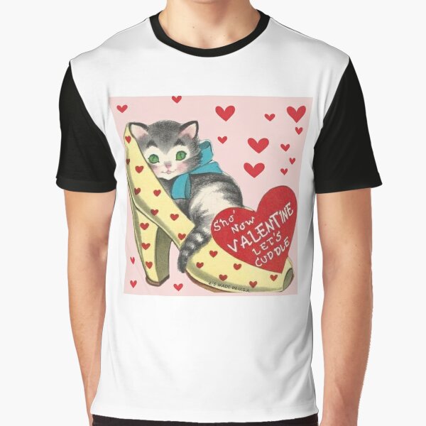 Let’s cuddle Shoe and Kitten Vintage Valentine’s Day Card | Poster