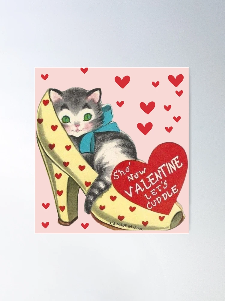 Vintage Valentines Card Die-Cut Cats To A Sweet Little Girl On Valentines  Day