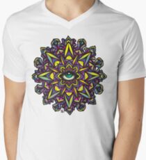 Dharma Wheel Neon Mandala Men's V-Neck T-Shirt