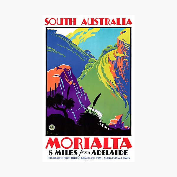 South Australia Morialta Vintage Travel Poster Photographic Print