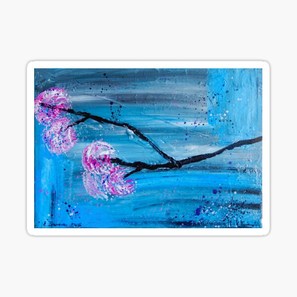 Asymmetry In Nature Abstract Floral Painting Sticker