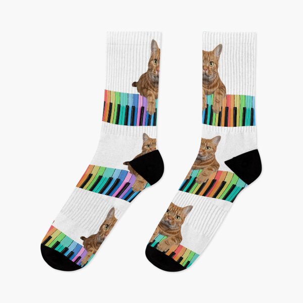 Item preview, Orange Tabby Cat Playing Rainbow Piano Keyboard designed and sold by BrokenUnicorn.