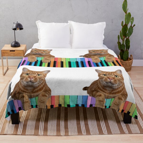 Item preview, Orange Tabby Cat Playing Rainbow Piano Keyboard designed and sold by BrokenUnicorn.