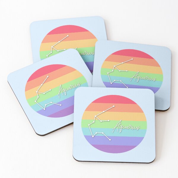 Item preview, Aquarius Zodiac Sign With Pride Colours designed and sold by tinyteacups.
