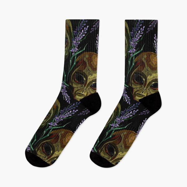 Item preview, Alien head and lavender flowers designed and sold by matrioshka.