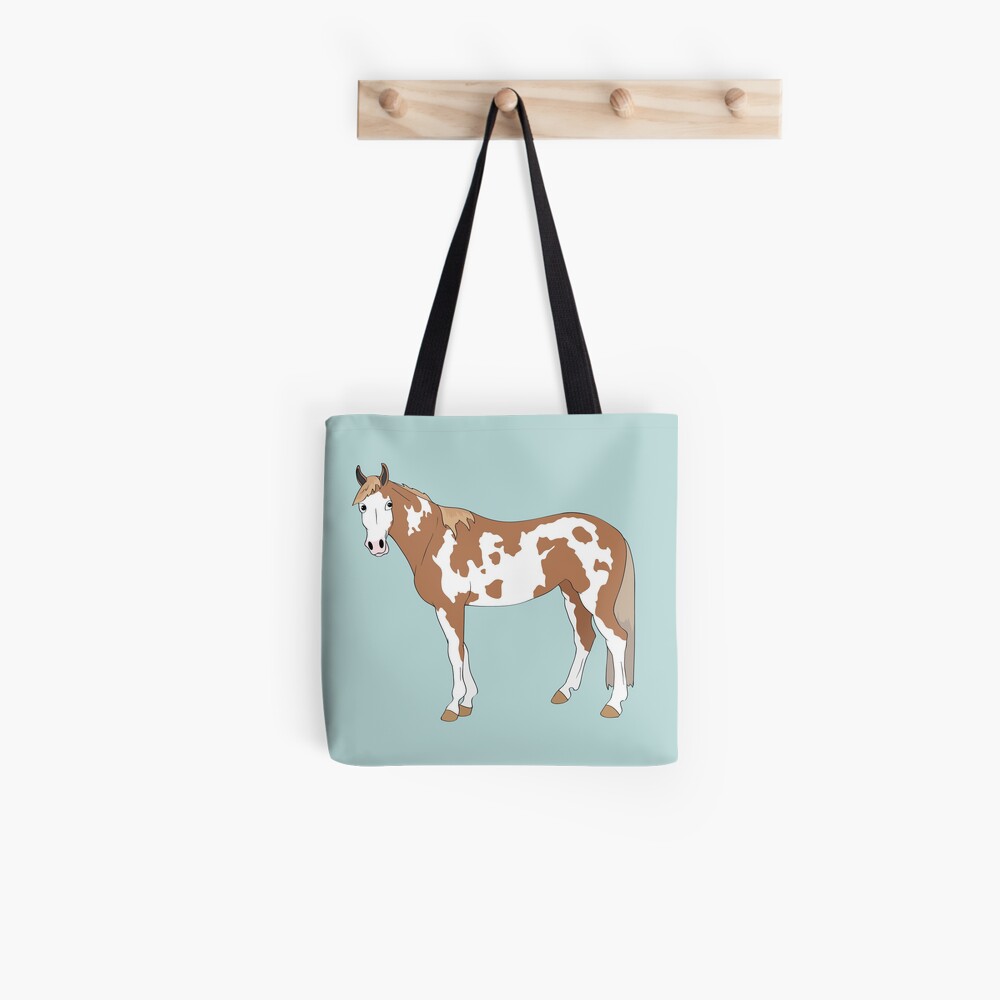 Cartoon of Tonto the paint gelding Tote Bag