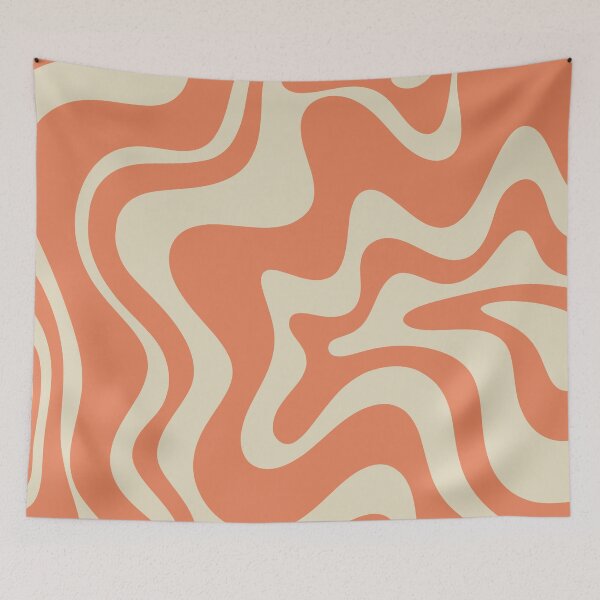 Item preview, Liquid Swirl Retro Modern Abstract Pattern in Pumpkin Orange and Beige designed and sold by kierkegaard.