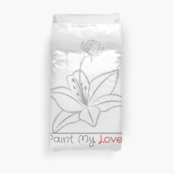 The Grey Eh! Paint My Love- Delicate Florals/Graphic Arts by Prishea Duvet Cover