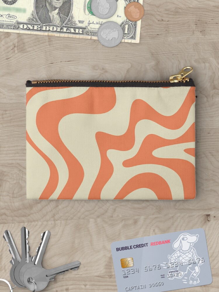 Disover Liquid Swirl Retro Modern Abstract Pattern in Beige and Pumpkin Orange Makeup Bag
