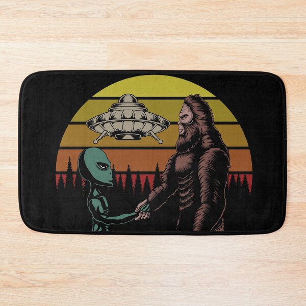 Item preview, Bigfoot and Alien UFO Conspiracy with Retro Sunset designed and sold by Pink Pineapple Works.