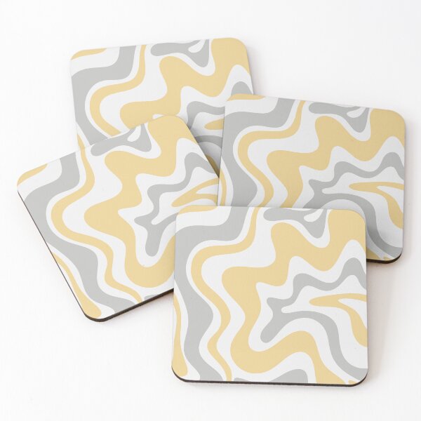 Item preview, Liquid Swirl Contemporary Abstract in Pale Grey and Light Mustard Yellow designed and sold by kierkegaard.
