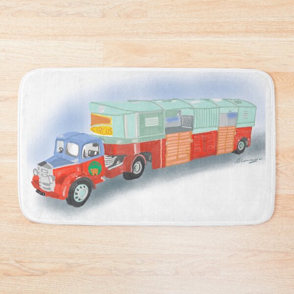 Item preview, Vintage Circus truck in red, green and blue  designed and sold by sueshormanart.