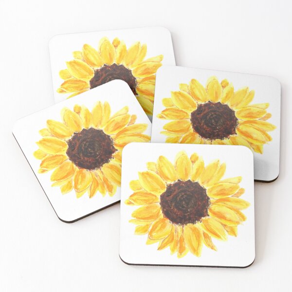Item preview, hand painted one yellow sunflower watercolor designed and sold by ColorandColor.