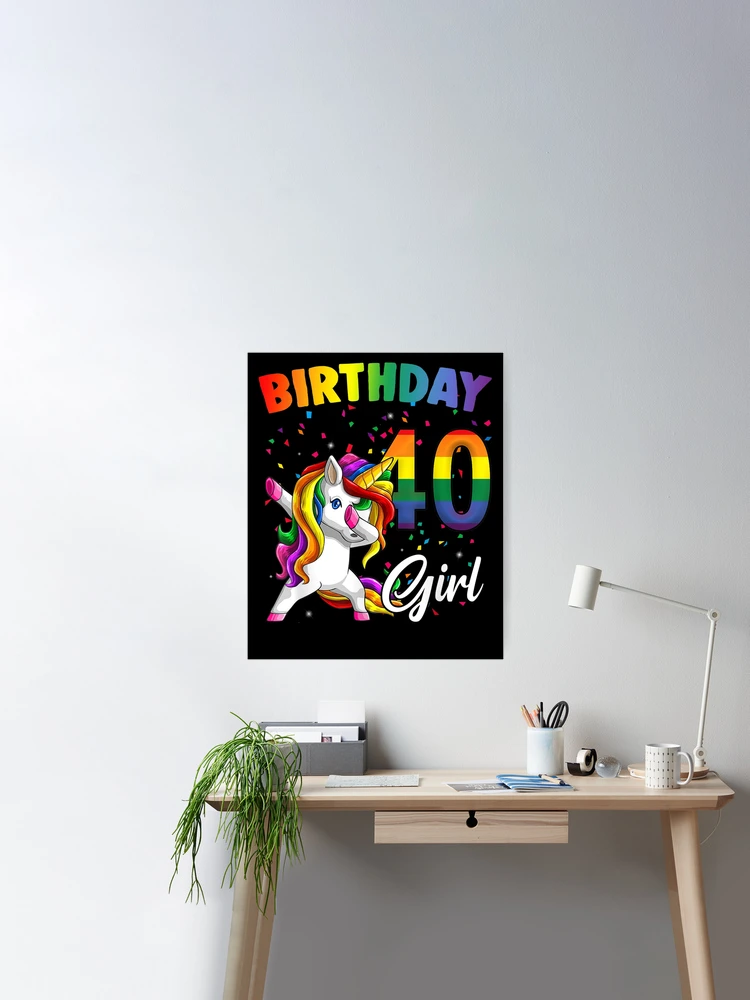 Funny Birthday Gift 9 year old Girl Dabbing Unicorn graphic Poster by  HeikoRoth