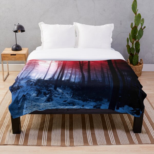 Item preview, Silueta de árbol de bosque oscuro místico azul y rojo designed and sold by Spectokular.