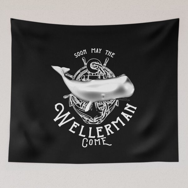 Item preview, Whale Wellerman Anchor and Wheel White on Black designed and sold by ScienceNStuff.