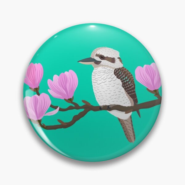 Item preview, Kookaburra bird in pink magnolia blossoms designed and sold by Tefra.