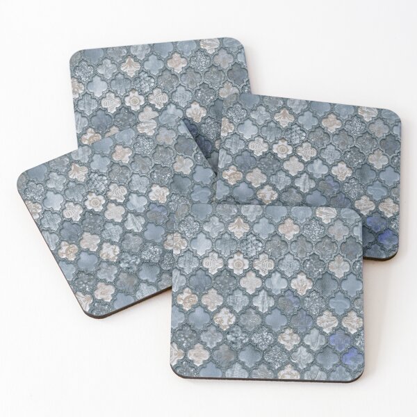 Item preview, Shabby Chic Moroccan Tiles Faded Bohemian Luxury  In Shades Of Blue designed and sold by artsandsoul.