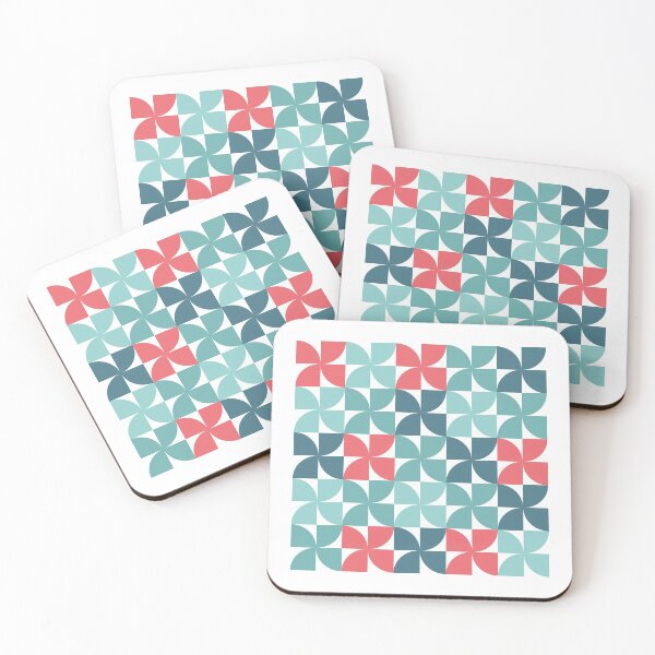 Item preview, Turquoise and Red Windmill Geometric Pattern  designed and sold by Sengflo.
