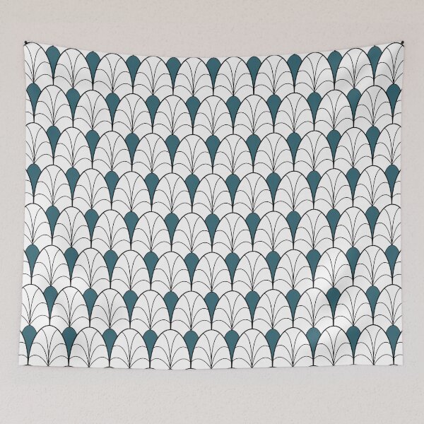 Item preview, Art Deco Calla Lily Pattern in Ocean  designed and sold by belly-e-luna.
