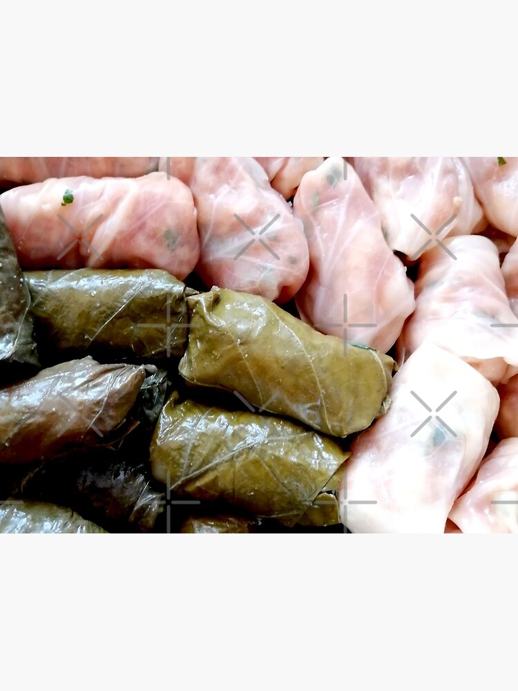 Romanian sarmale with vines and cabbage, traditional food, spring rolls by CWartDesign