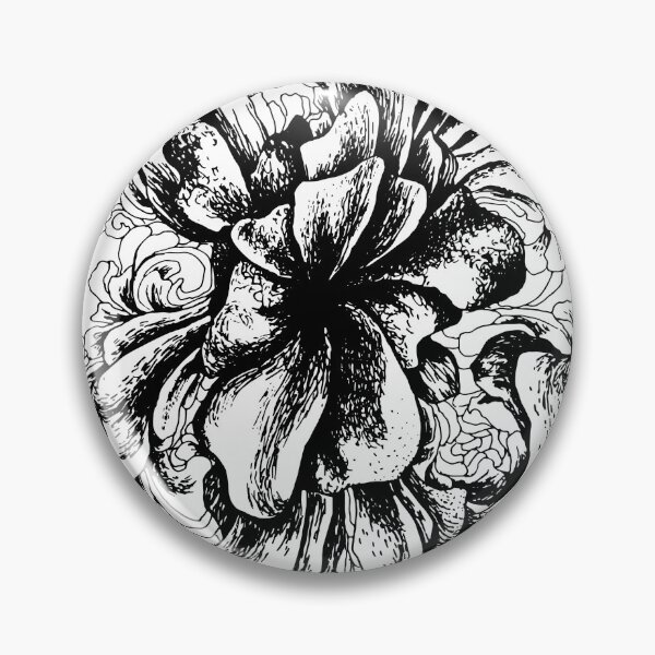 Item preview, Black ink flower ornament designed and sold by LuckyStep.