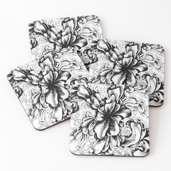 Item preview, Black ink flower ornament designed and sold by LuckyStep.