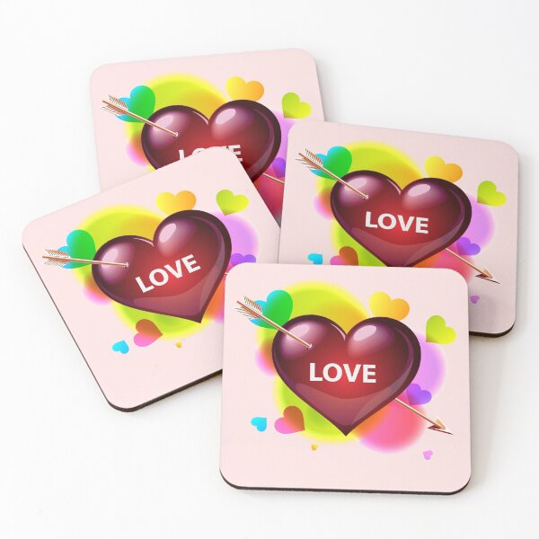 Item preview, Red valentine heart with arrow of the cupid and colorful hearts around designed and sold by mashmosh.