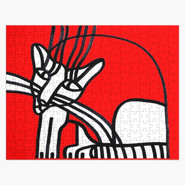 Sitting Cat on Red Board "Cat's Drawings" Jigsaw Puzzle