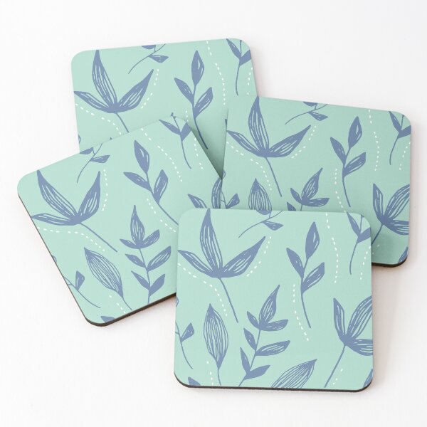Item preview, Dainty Leaf in Blue and Mint, Nature Design designed and sold by lmcvinco.