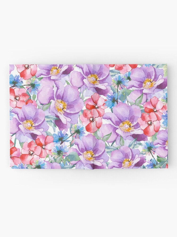Cuaderno de tapa dura «Peonías violetas claras, flores rojas y flores azules sobre blanco» de fowons | Redbubble Cuaderno de tapa dura «Peonías violetas claras, flores rojas y flores azules sobre blanco» de fowons | Redbubble