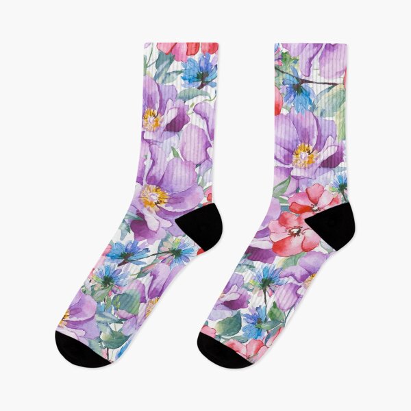 Item preview, Light purple peonies, red flowers and blue flowers on white designed and sold by fowons.