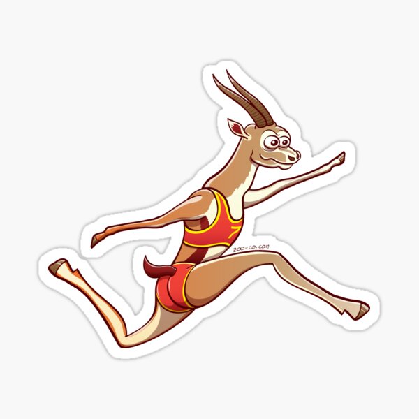 Slender gazelle running and performing a long jump Sticker