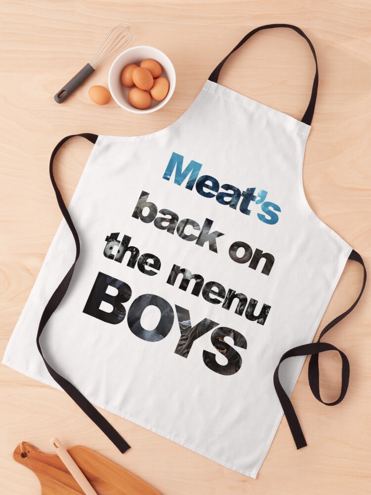 Meats Back On The Menu Boys Apron For Sale By Nerddz Redbubble