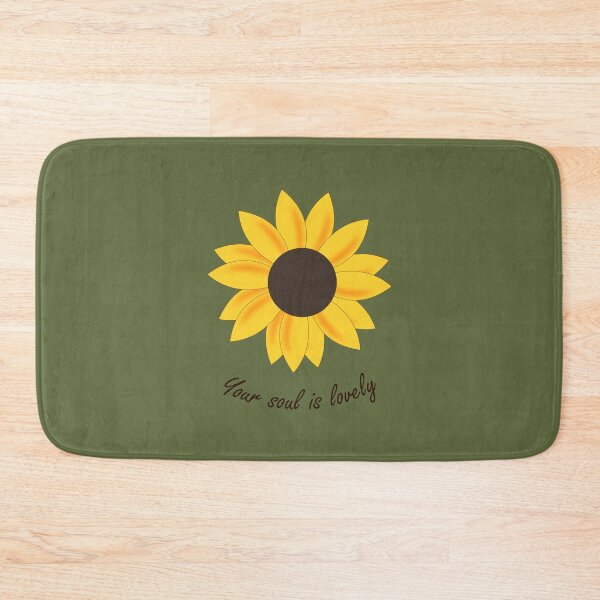 Item preview, Sunkissed Yellow Orange floating sunflower head with daily positive affirmation quote in brown cursive typography (olive green) designed and sold by Deegital18.