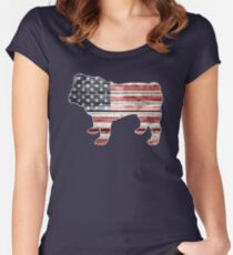 Patriotic Bulldog, American Flag Women's Fitted Scoop T-Shirt