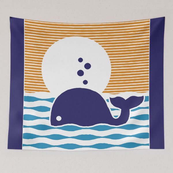 Item preview, Woodblock Print Whale Sunset designed and sold by STUDIO-72.