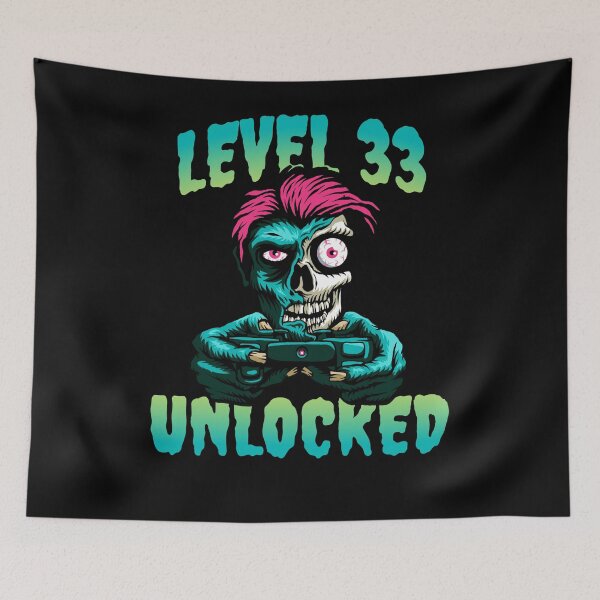 Item preview, 33 Years Birthday Man Woman Funny Gift Level 33 Unlocked  designed and sold by The Full Cart.
