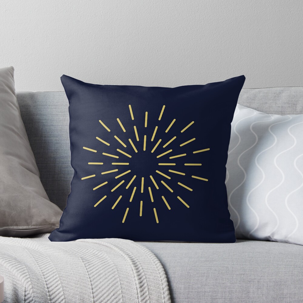 Special purchase Art Deco Gold and Navy Fireworks Pattern Throw Pillow by cgroenewald TP-POBXZOZF